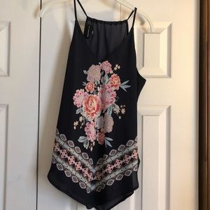 Navy floral tank